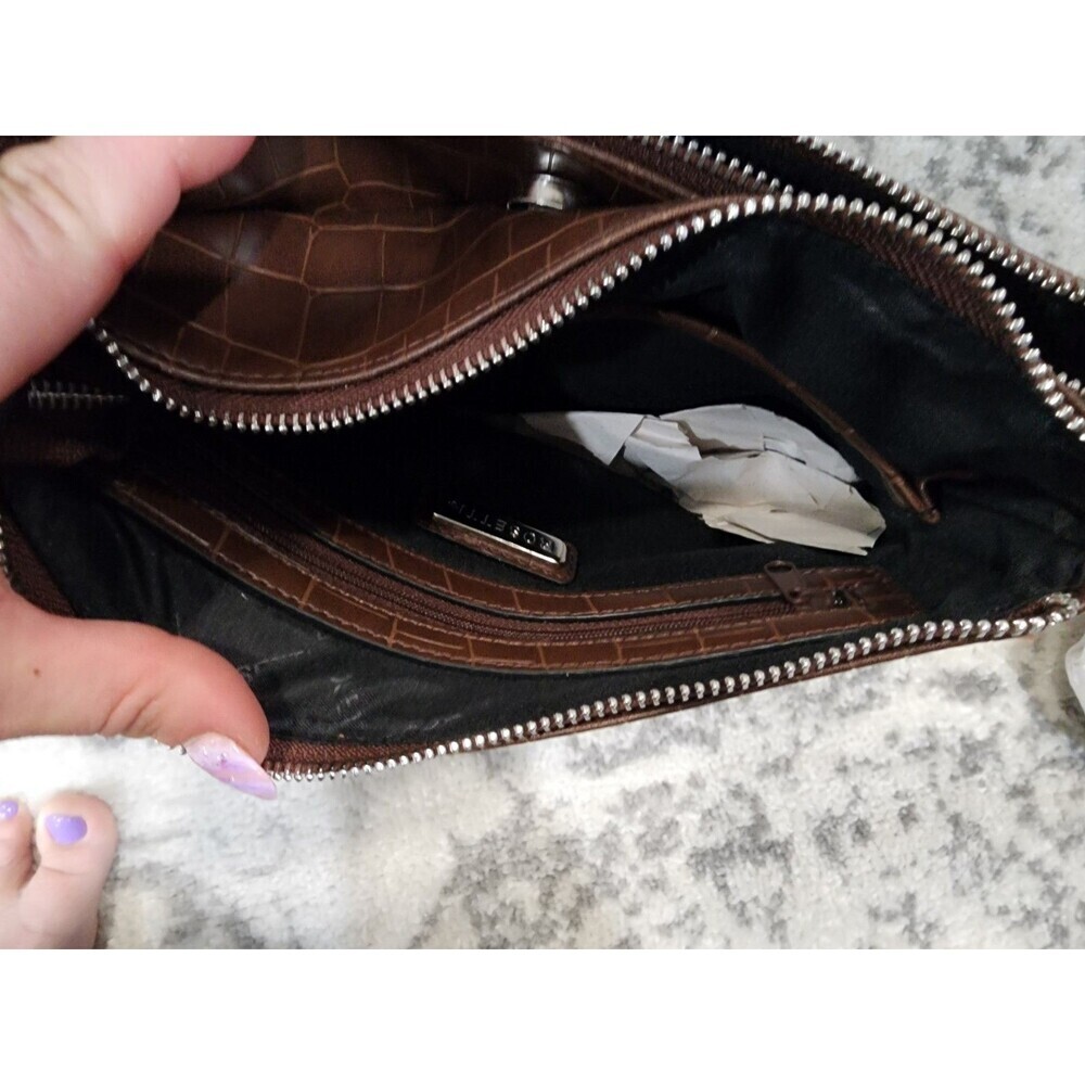 NEW Rosetti Maeve Crossbody Brown Mud Croco Hand Bag Zipper Pockets Chain Strap - Picture 5 of 9